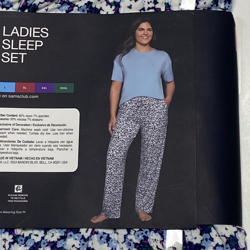 Gap Ladies Sleep Set Light Blue Floral Pajama 2 Piece Loungewear Sm NWT